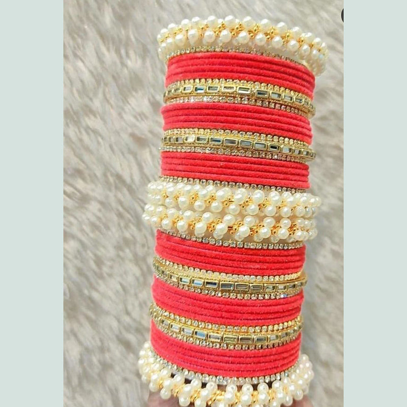 Manisha Jewellery Pearl And Velvet Bangles Set