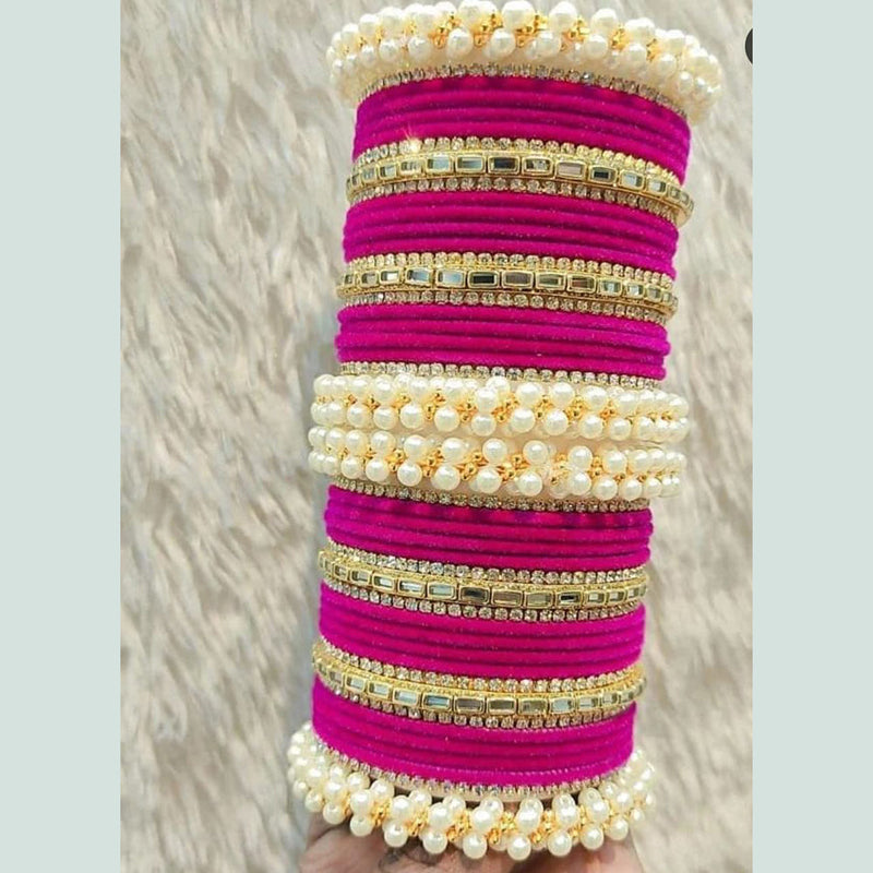 Manisha Jewellery Pearl And Velvet Bangles Set