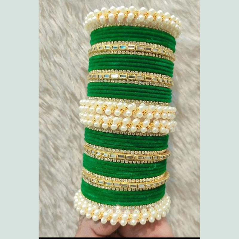 Manisha Jewellery Pearl And Velvet Bangles Set