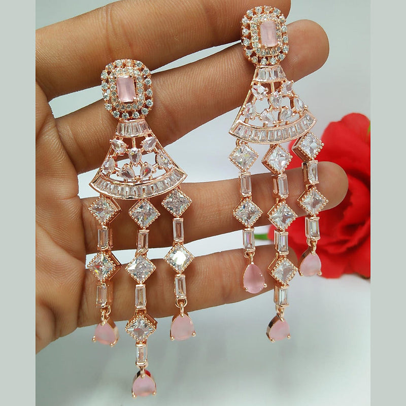 Manisha Jewellery Rose Gold Plated AD Dangler Earrings