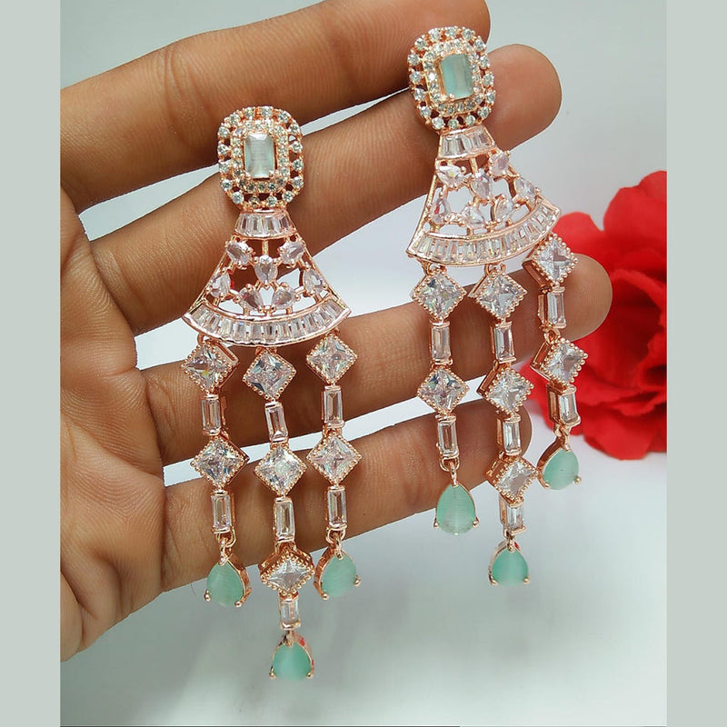 Manisha Jewellery Rose Gold Plated AD Dangler Earrings