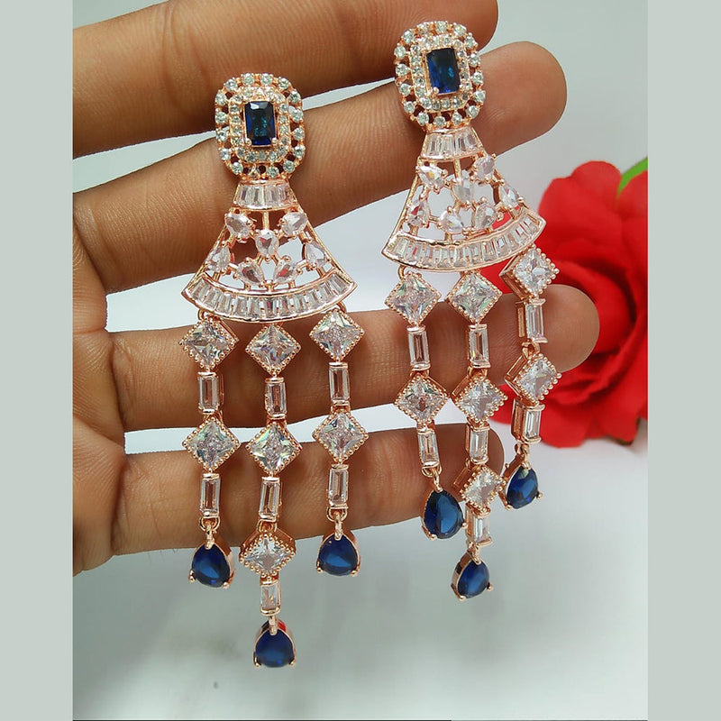 Manisha Jewellery Rose Gold Plated AD Dangler Earrings