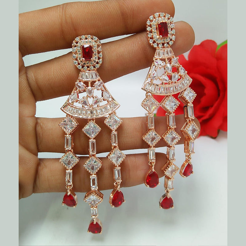 Manisha Jewellery Rose Gold Plated AD Dangler Earrings