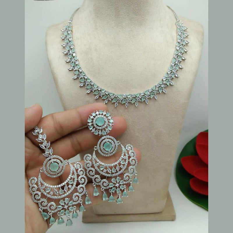 Manisha Jewellery Silver Plated AD Necklace Set