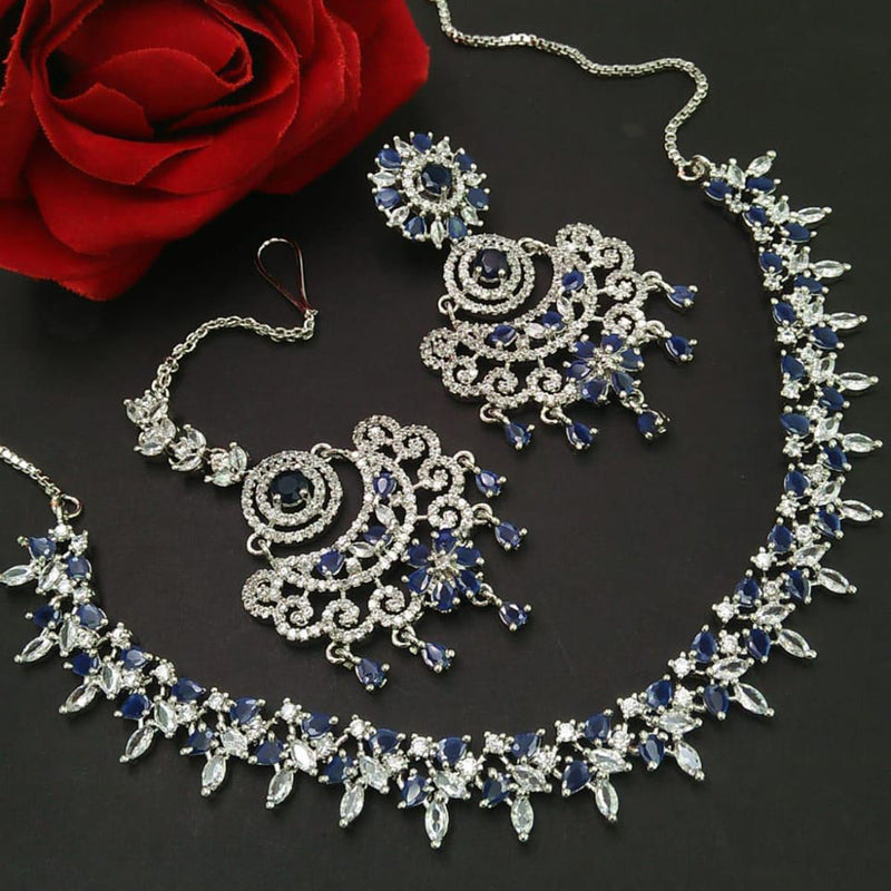 Manisha Jewellery Silver Plated AD Necklace Set