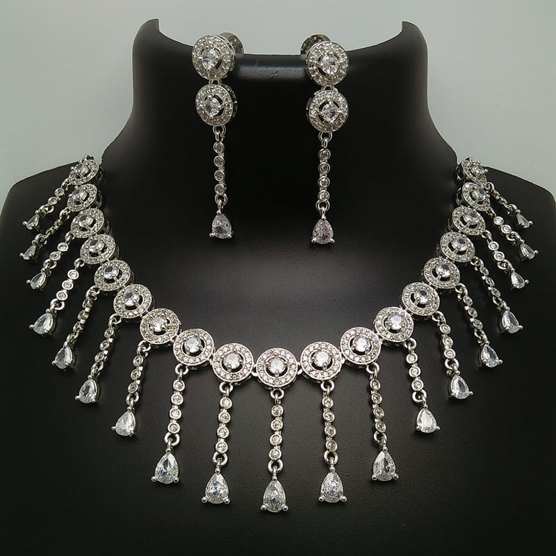 Manisha Jewellery Silver Plated AD Necklace Set