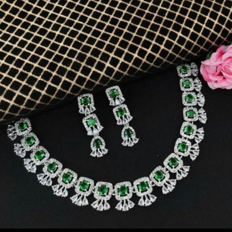 Manisha Jewellery Silver Plated AD Necklace Set