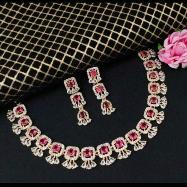 Manisha Jewellery Rose Gold Plated AD Necklace Set