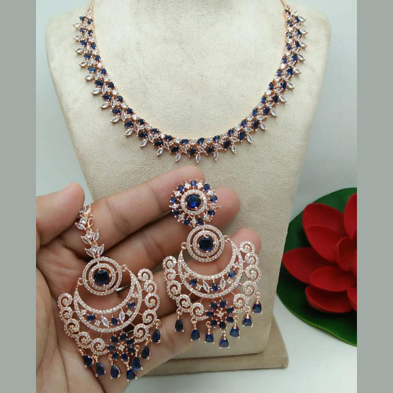 Manisha Jewellery Rose Gold Plated AD Necklace Set