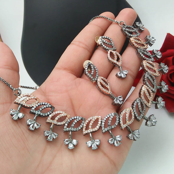 Manisha Jewellery 2Tone Plated AD Necklace Set