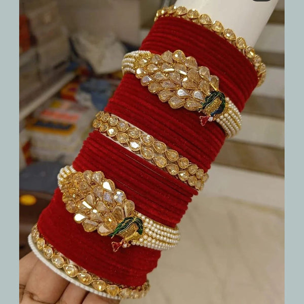 Manisha Jewellery Gold Plated Reverse AD Velvet Bangles Set
