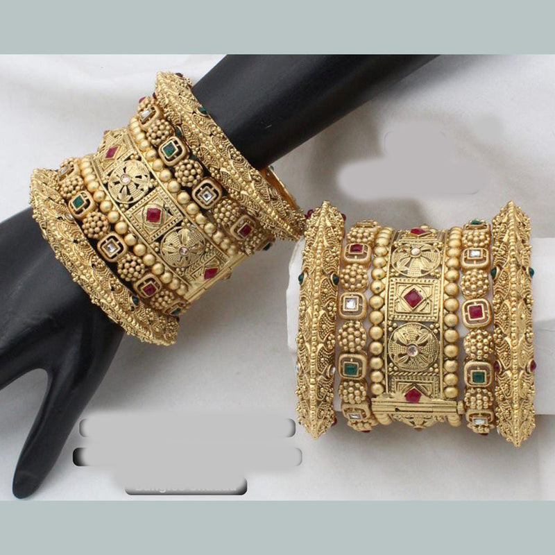 Manisha Jewellery Gold Plated Pota Stone Bangles Set