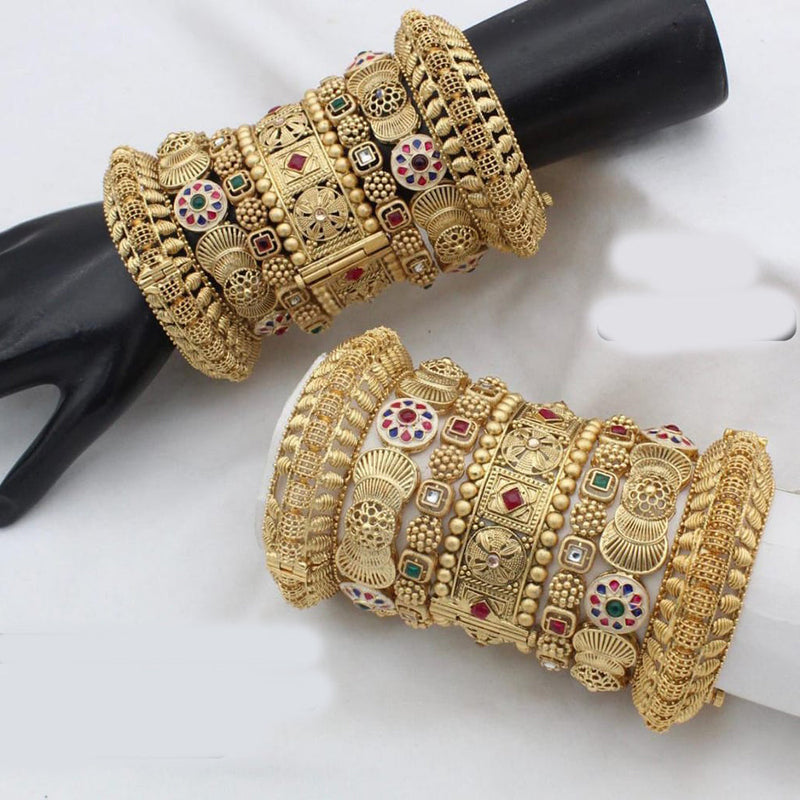 Manisha Jewellery Gold Plated Pota Stone Bangles Set