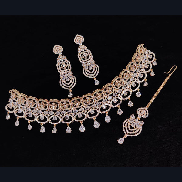 Manisha Jewellery Rose Gold Plated AD Necklace Set