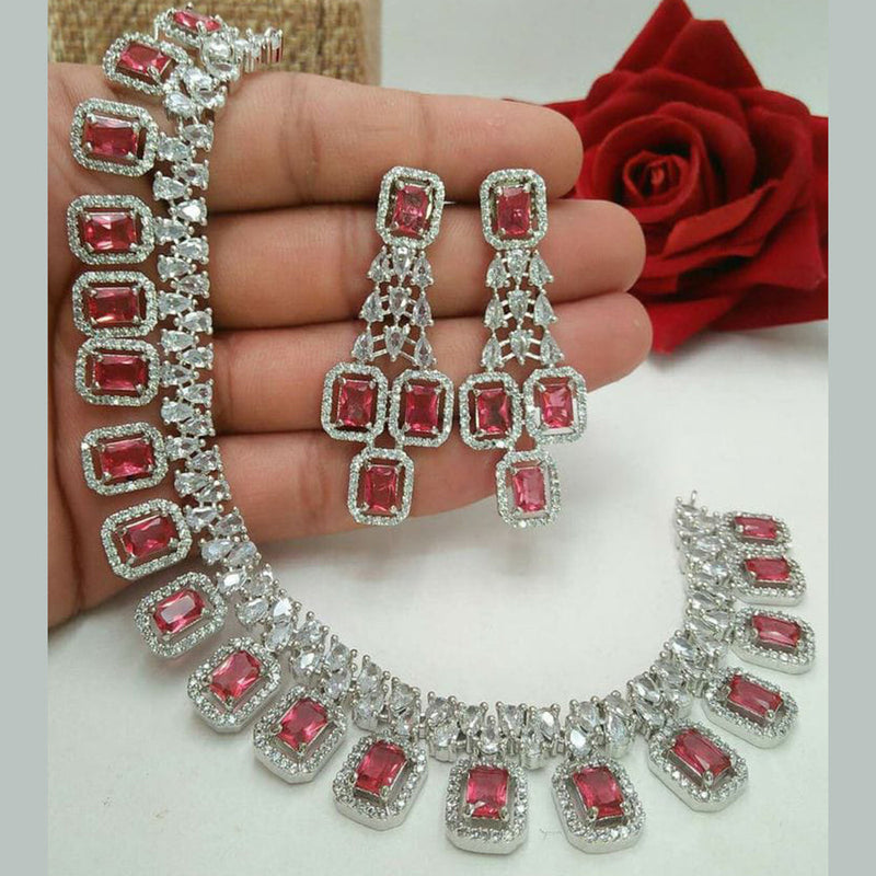 Manisha Jewellery Silver Plated AD Necklace Set