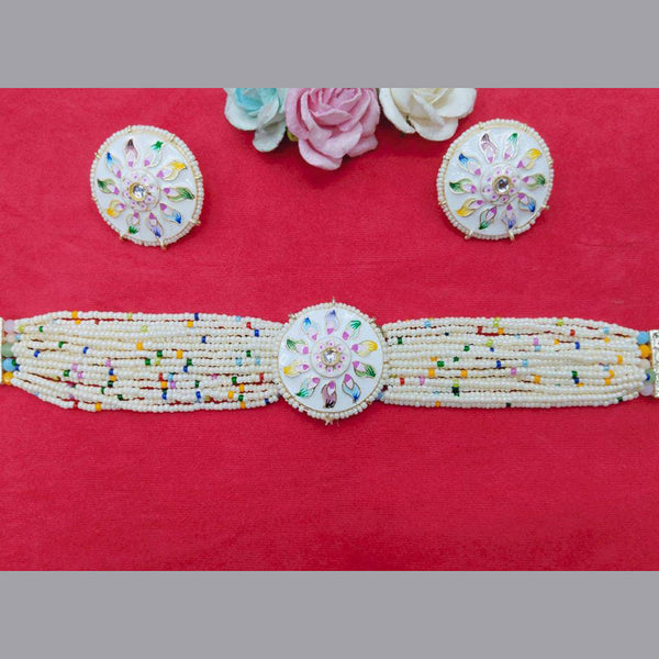Manisha Jewellery Gold Plated Meenakari Pearl Necklace Set