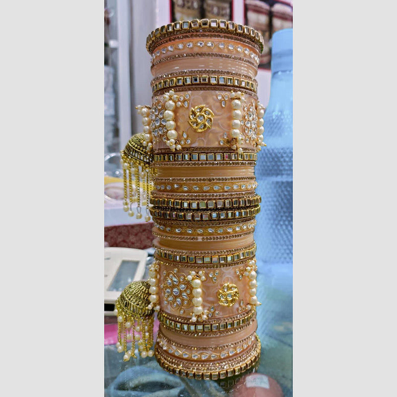 Manisha Jewellery Gold Plated Kundan And Mirror Bangles Set