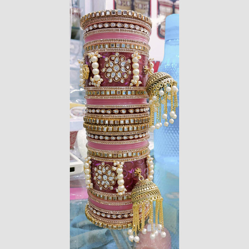 Manisha Jewellery Gold Plated Kundan And Mirror Bangles Set