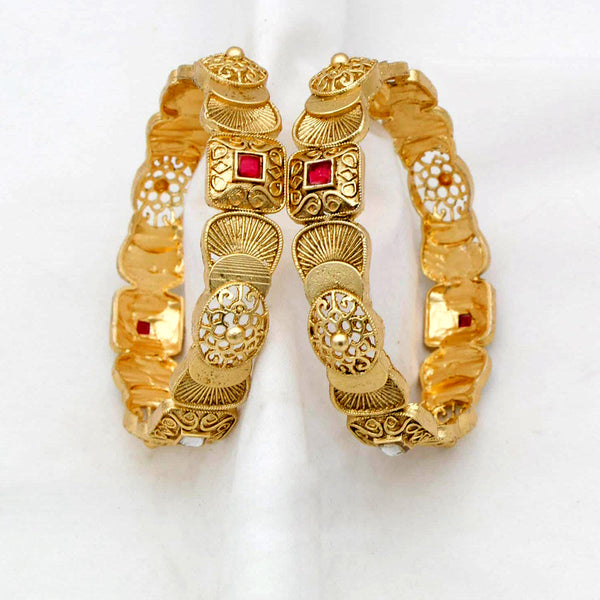 Manisha Jewellery Gold Plated Pota Stone Bangles Set