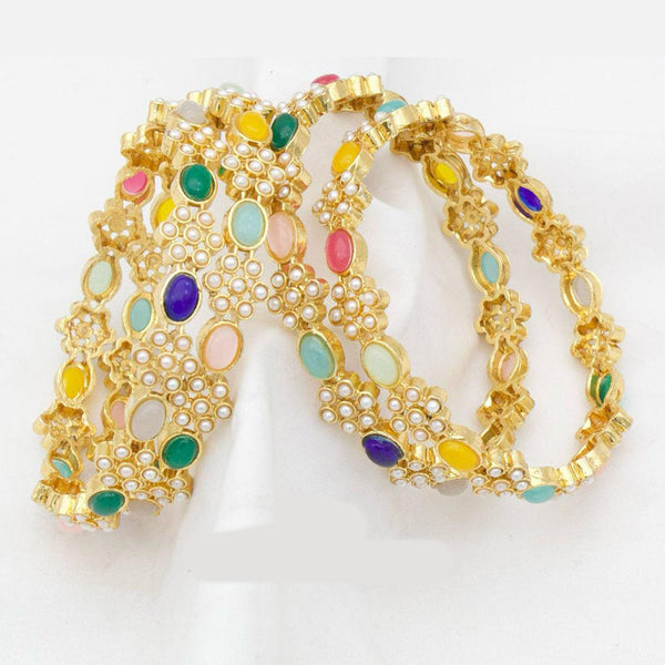 Manisha Jewellery Gold Plated Pearl Bangles Set