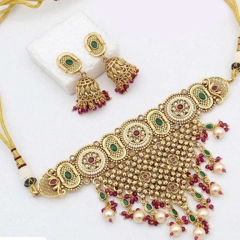 Manisha Jewellery Copper Gold Choker Necklace Set