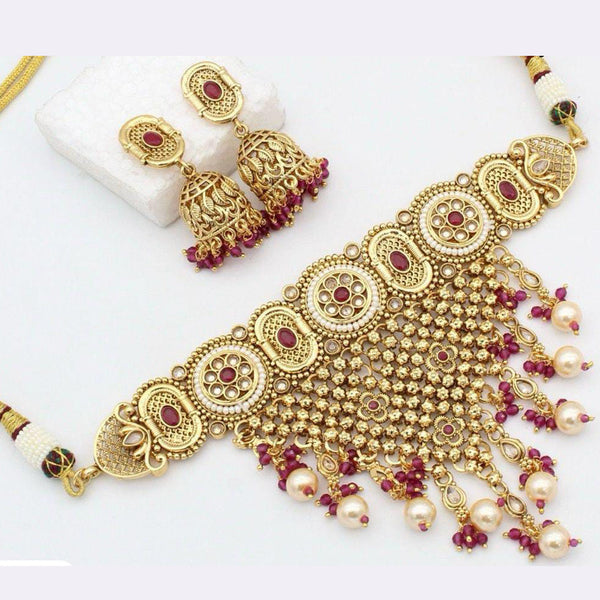 Manisha Jewellery Copper Gold Choker Necklace Set