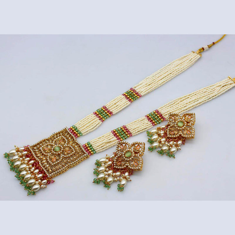 Manisha Jewellery Gold Plated Crystal Long Necklace Set