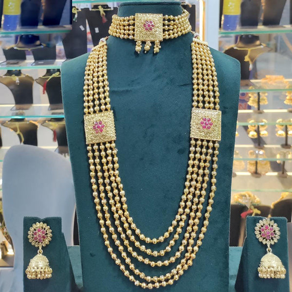 Manisha Jewellery Gold Plated Double Necklace Set