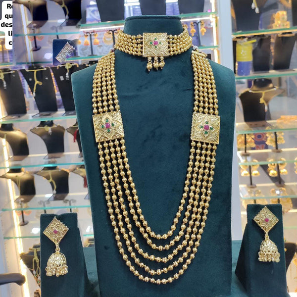 Manisha Jewellery Gold Plated Double Necklace Set