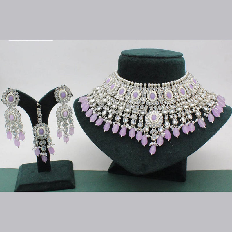 Manisha Jewellery Silver Plated Crystal Choker Necklace Set