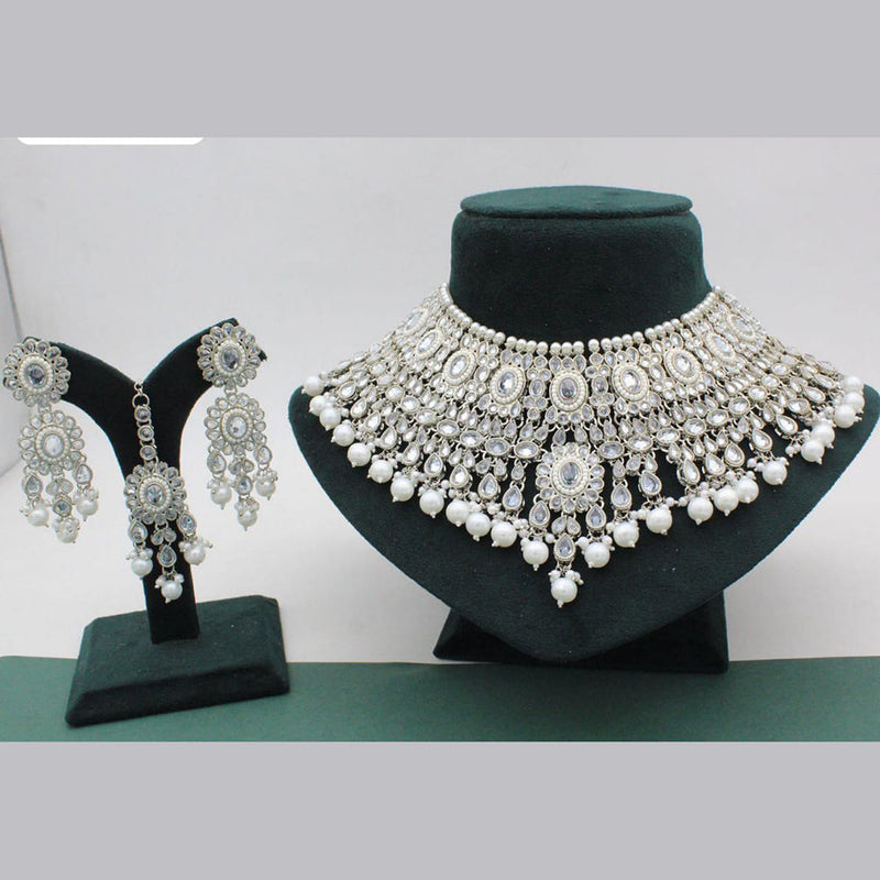 Manisha Jewellery Silver Plated Crystal Choker Necklace Set