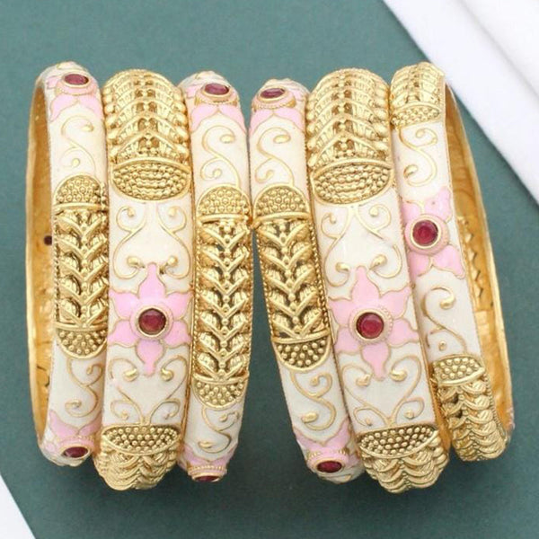 Manisha Jewellery Gold Paled Meenakari Bangles Set