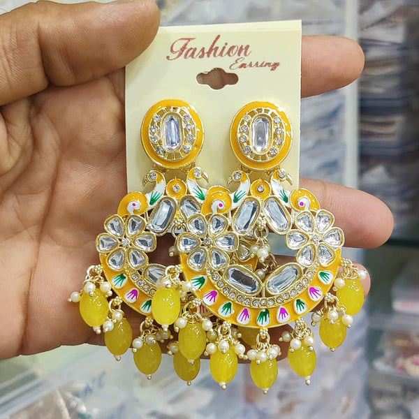 Manisha Jewellery Gold Plated  Meenakari Dangler Earrings