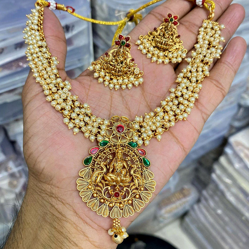 Manisha Jewellery Gold Plated Temple Necklace Set