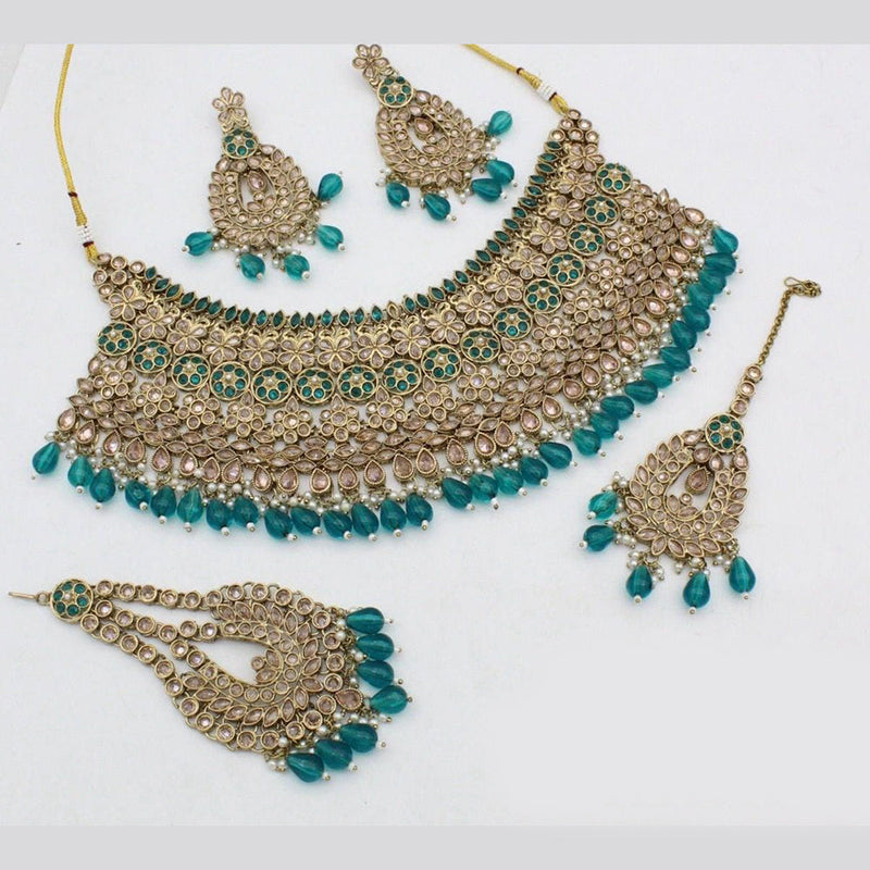 Manisha Jewellery Gold Plated Reverse AD Necklace Set