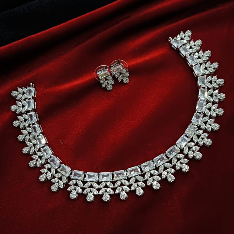 Manisha Jewellery Silver Plated AD Necklace Set