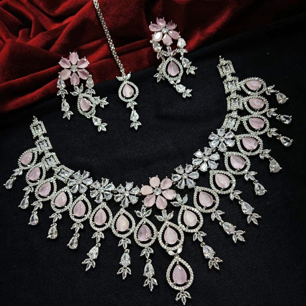 Manisha Jewellery Silver Plated AD Necklace Set