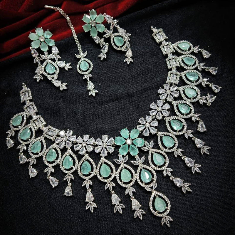 Manisha Jewellery Silver Plated AD Necklace Set