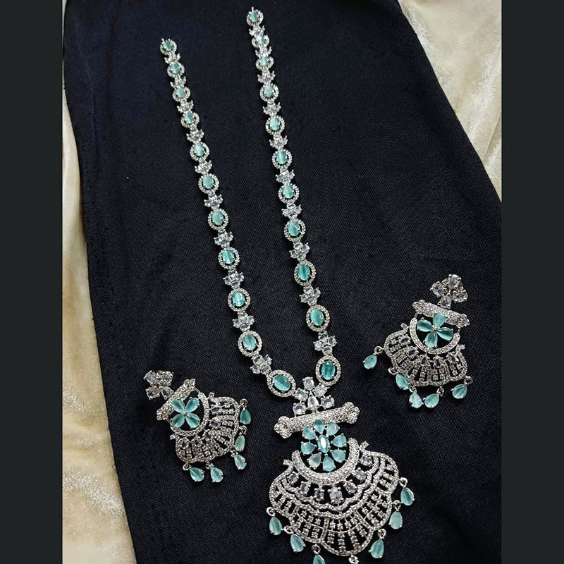 Manisha Jewellery Silver Plated AD Long Necklace Set