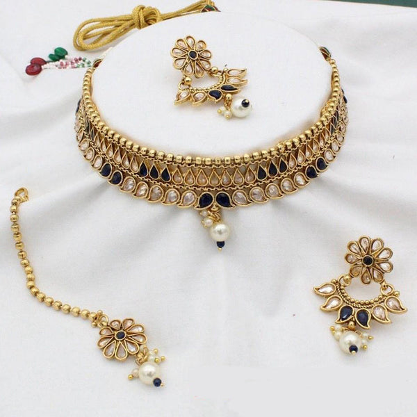 Manisha Jewellery Gold Plated Crystal Stone Choker Necklace Set