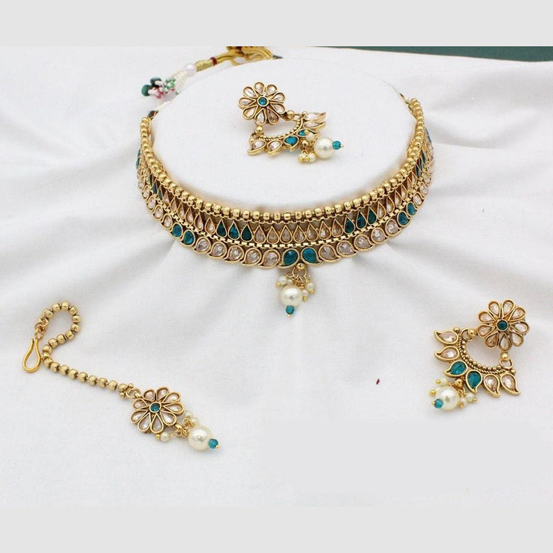 Manisha Jewellery Gold Plated Crystal Stone Choker Necklace Set