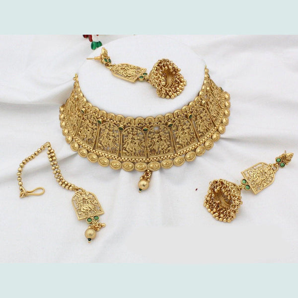 Manisha Jewellery Gold Plated Pota Stone Choker Necklace Set