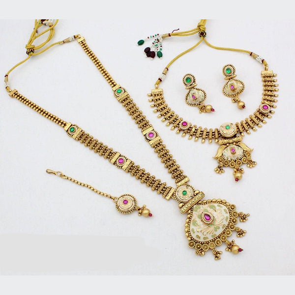 Manisha Jewellery Gold Plated Meenakari Double Necklace Set