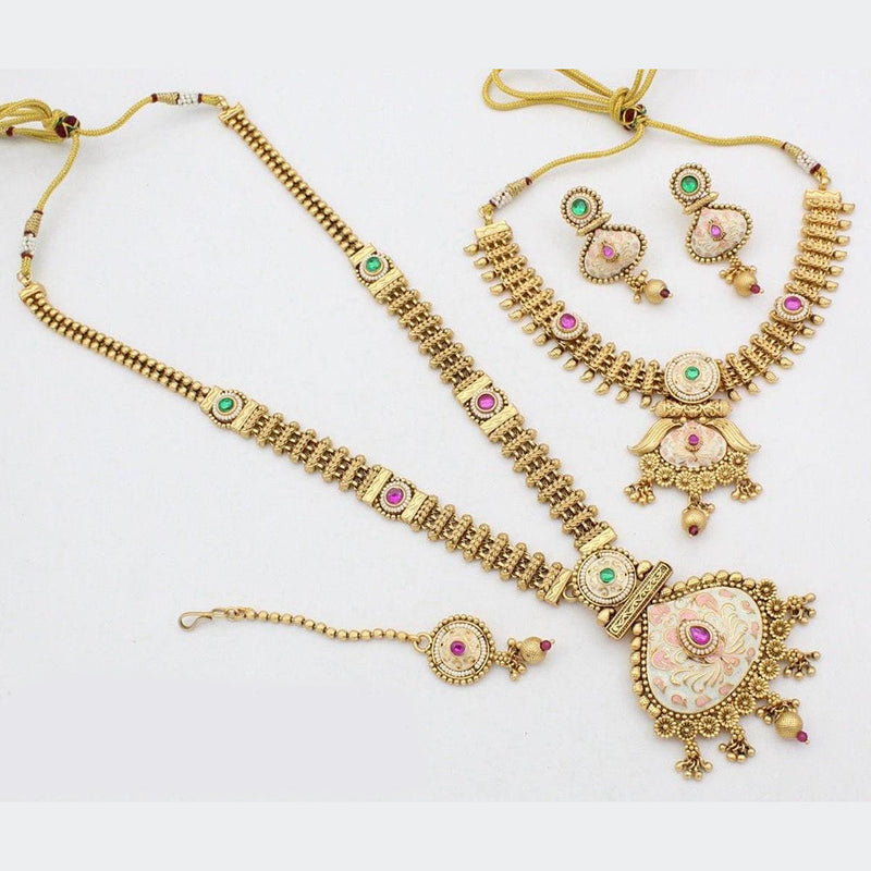 Manisha Jewellery Gold Plated Meenakari Double Necklace Set