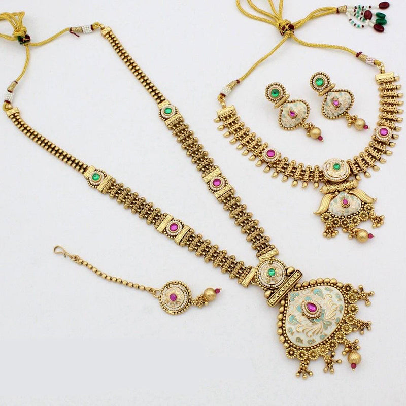 Manisha Jewellery Gold Plated Meenakari Double Necklace Set