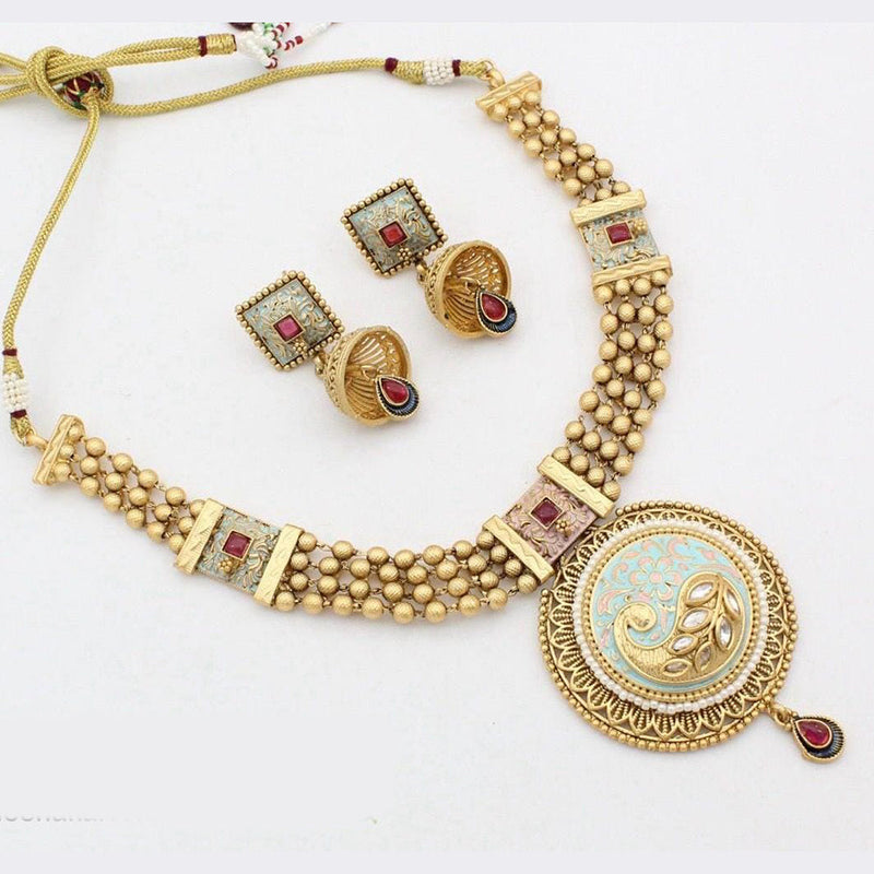 Manisha Jewellery Gold Plated Meenakari Necklace Set