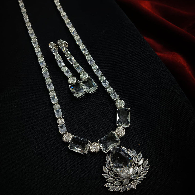 Manisha Jewellery Silver Plated AD Necklace Set