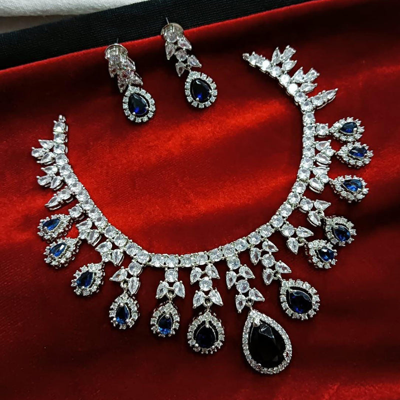 Manisha Jewellery Silver Plated AD Necklace Set