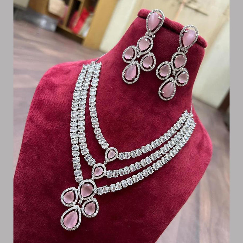 Manisha Jewellery Silver Plated AD Necklace Set