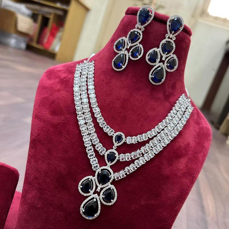 Manisha Jewellery Silver Plated AD Necklace Set